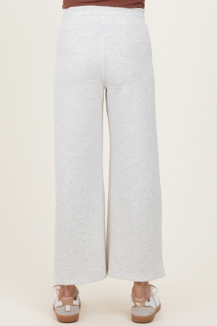 Light Heather Grey Ankle Wide Leg Maternity Lounge Pants
