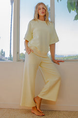 Light Yellow Ankle Wide Leg Lounge Pants