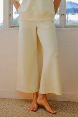 Light Yellow Ankle Wide Leg Lounge Pants