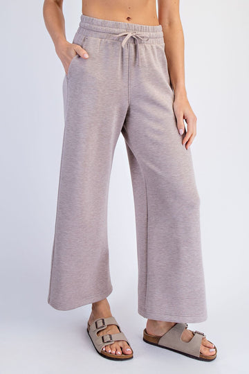 Heather Taupe Ankle Wide Leg Lounge Pants