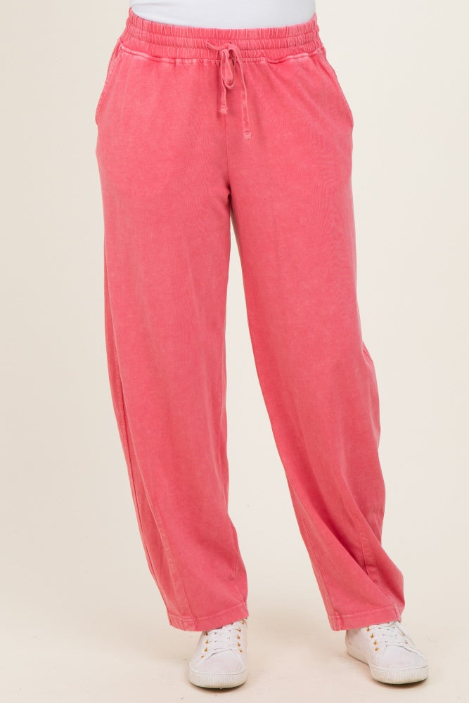 Strawberry Mineral Wash Barrel Leg Lounge Pants