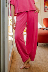 Strawberry Mineral Wash Barrel Leg Lounge Pants