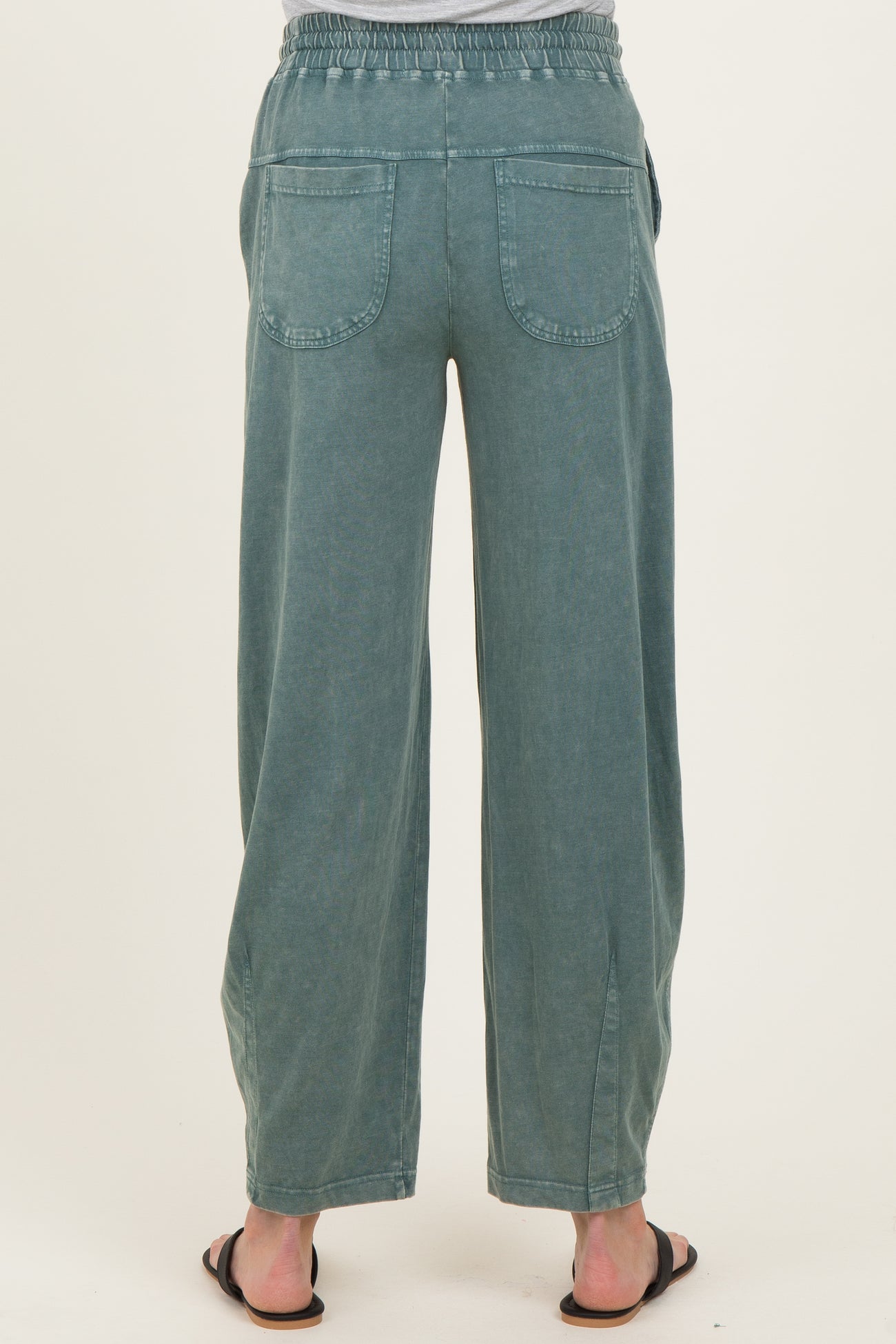 Teal Mineral Wash Barrel Leg Maternity Lounge Pants