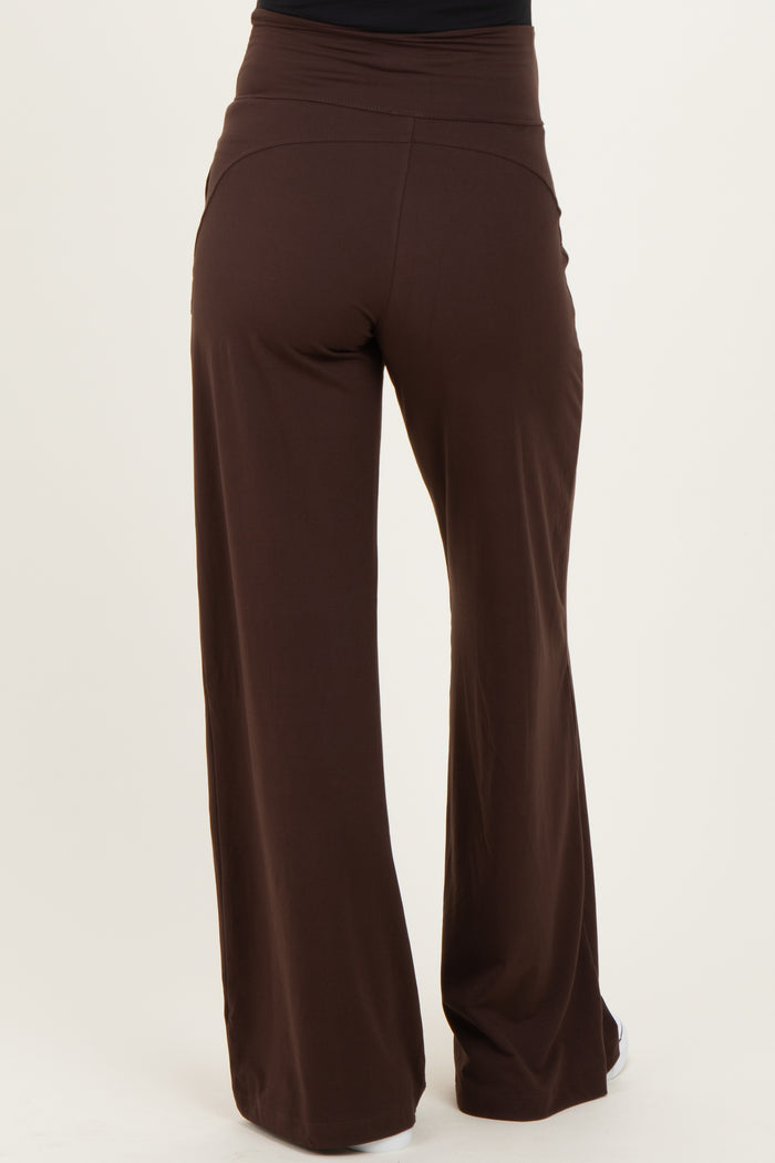 Espresso Crossover Waist Active Wide Leg Maternity Pant