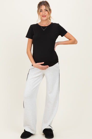 Light Heather Grey Stripe Detail Maternity Lounge Pants