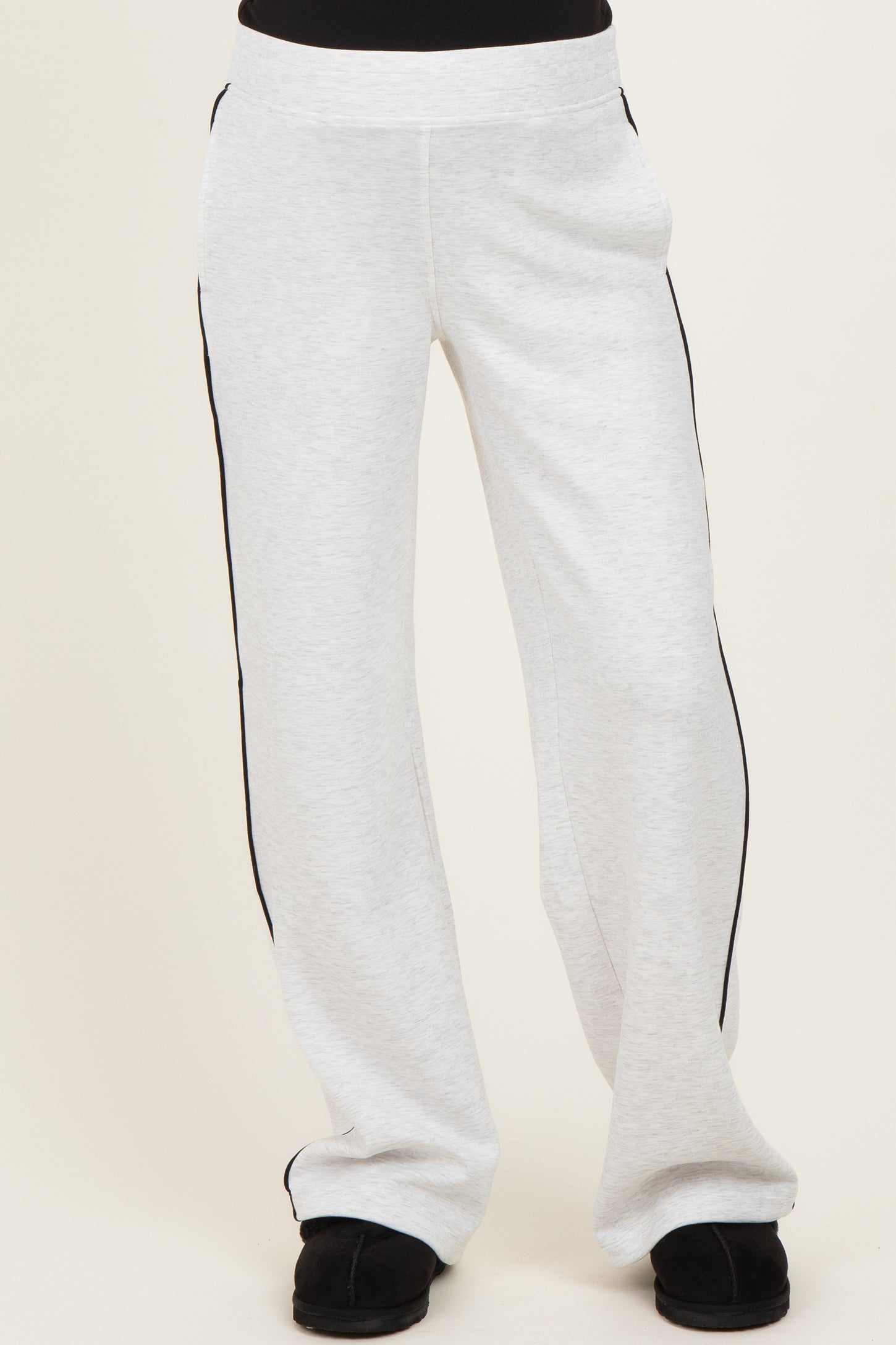 Light Heather Grey Stripe Detail Maternity Lounge Pants
