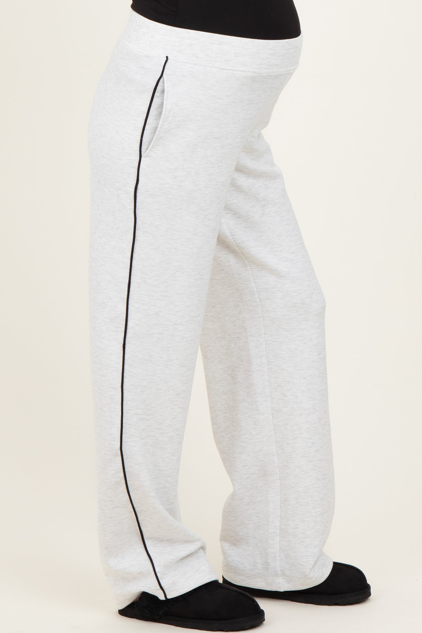 Light Heather Grey Stripe Detail Maternity Lounge Pants