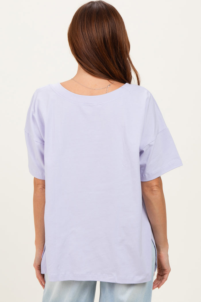 Lavender Oversized Reversible V-Neck Tee