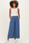 Blue Smocked Waist Ankle Wide Leg Maternity Pants