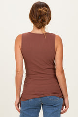 Brown Crossover Ruched Nursing Tank