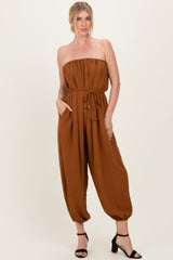 Sepia Strapless Waist Tie Jumpsuit