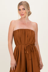 Sepia Strapless Waist Tie Jumpsuit