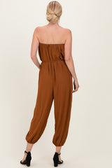 Sepia Strapless Waist Tie Jumpsuit