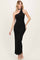 Black Mesh Overlay Halter Maxi Dress