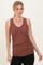 Brown Ribbed Sleeveless Ruched Tank Top