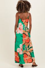 Green Floral Print Sleeveless Maternity Maxi Dress