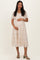 Cream Floral Chiffon Smocked Maternity Midi Dress