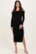 Black Off Shoulder Ruched Side Slit Midi Dress