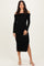 Black Off Shoulder Ruched Side Slit Midi Dress