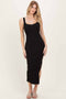 Black Lace Trim Side Slit Tank Dress