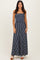 Navy Striped Strapless Maxi Dress