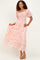 Pink Floral Chiffon Smocked Maxi Dress