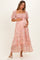 Pink Floral Chiffon Smocked Maternity Maxi Dress