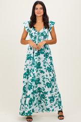 White Floral Smocked Cinched Top Maxi Dress