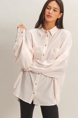 Pink Oversized Striped Button-Up Shirt