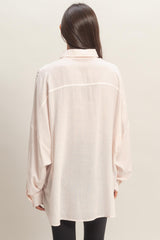 Pink Oversized Striped Button-Up Shirt