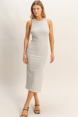 Heather Grey Striped Side Slit Tank Dress