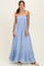 Powder Blue Smocked Halter Open Back Maxi Dress