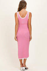 Blush Knit Sleeveless Contrast Trim Maternity Maxi Dress