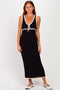 Black Knit Sleeveless Contrast Trim Maxi Dress