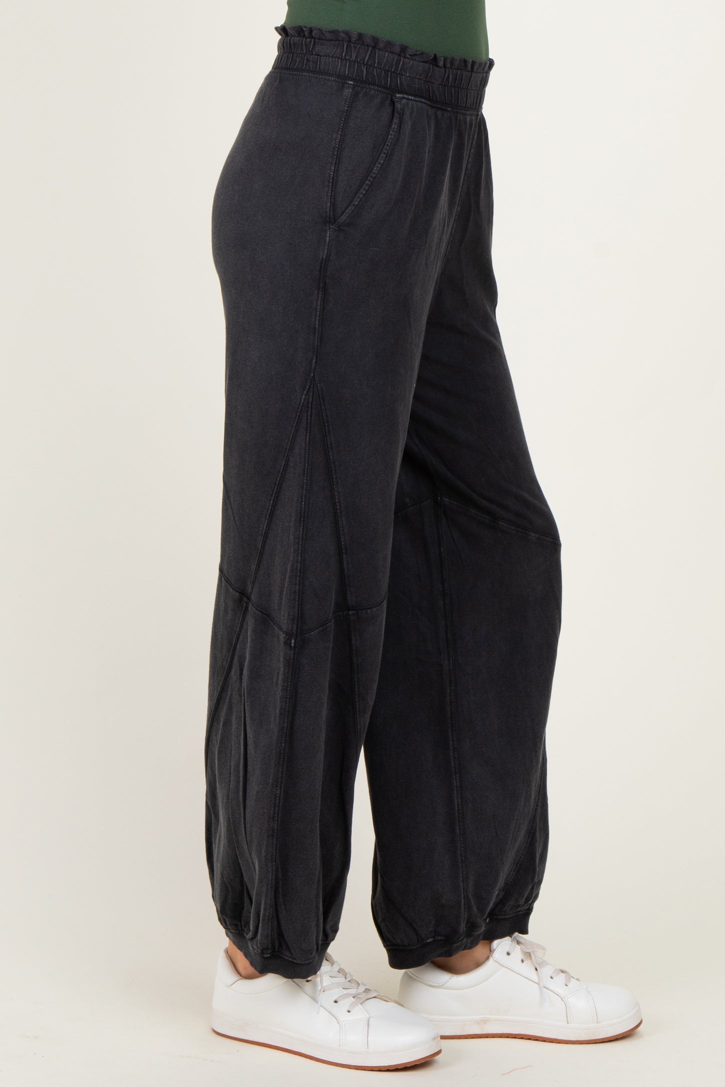 Black Mineral Wash Terry Sweatpants