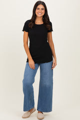Black Ruffle Edge Short Sleeve Top