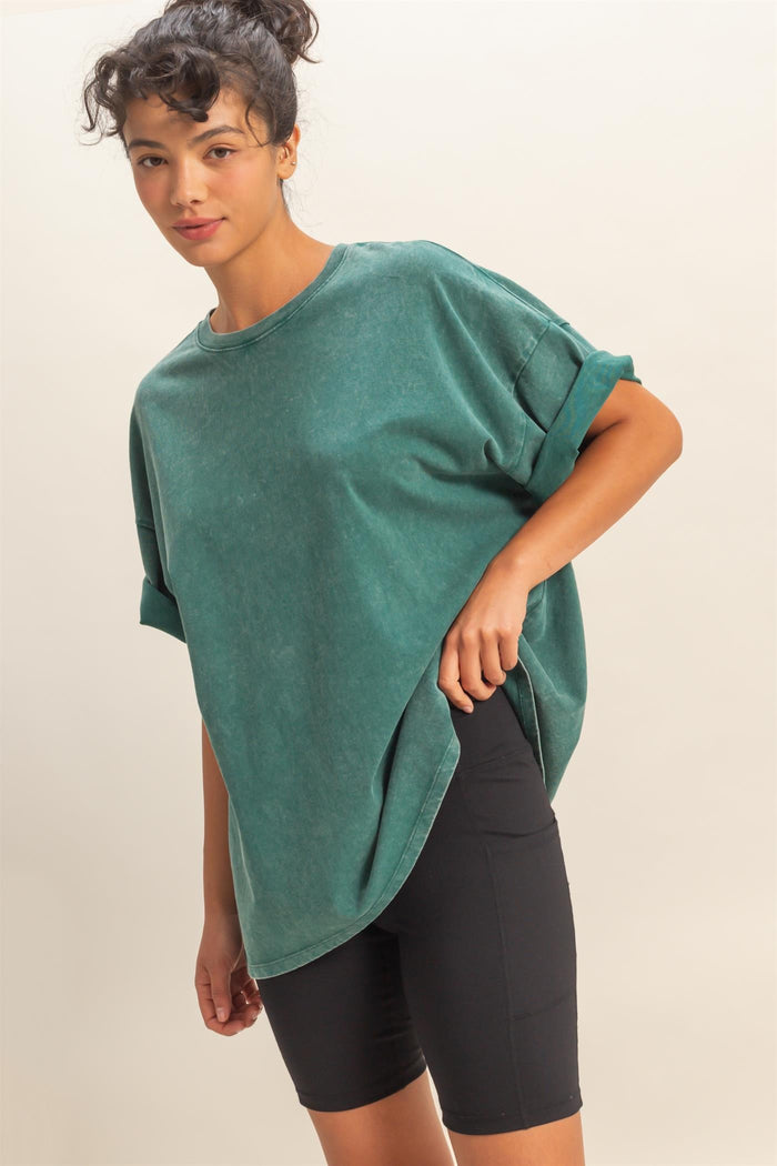 Dark Teal Oversized Mineral Wash Maternity T-Shirt