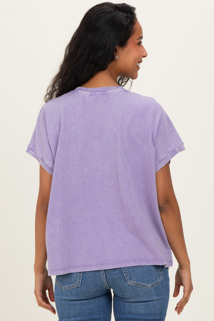 Dusty Purple Mineral Wash Boxy Fit Maternity T-Shirt