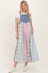 Multicolor Plaid Overall Maxi Dress