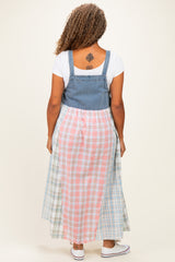 Multicolor Plaid Overall Plus Maxi Dress