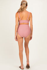 Mauve Pink High Waist Maternity Bikini Set