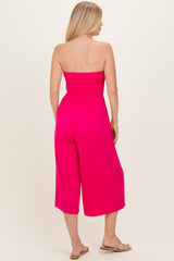 Hot Pink Double Layered Strapless Tube Top Jumpsuit