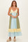 Light Blue Colorblock Tiered Ruffle Maxi Dress