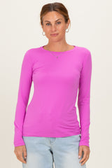 Bright Mauve Basic Long Sleeve Maternity Top
