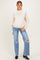 Light Blue Distressed Open Knee Cut Hem Maternity Wide Leg Jeans