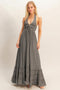 Gray Halter Neck Smocked Maxi Dress