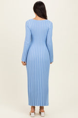 Periwinkle Ribbed Knit Maxi Dress