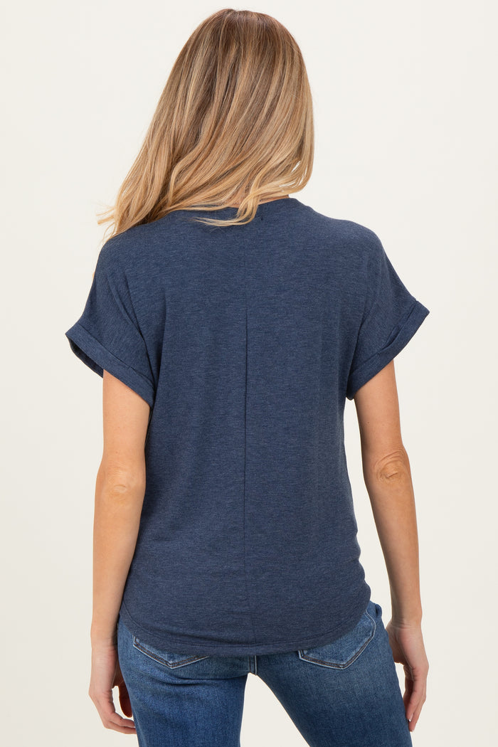 Navy French Terry Maternity Top