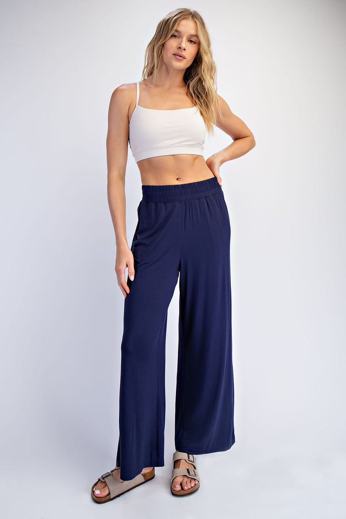 Navy Ankle Wide Leg Maternity Pants