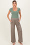 Taupe Ankle Wide Leg Maternity Pants